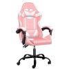 Racing Video Backrest and Seat Height Recliner Gaming Office High Back Computer Ergonomic Adjustable Swivel Chair, Without footrest, Pink/White