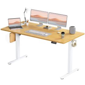 Electric Height Adjustable Standing Desk,Sit to Stand Ergonomic Computer Desk,Yellow,63'' x 24"