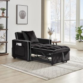 Three-in-one sofa bed chair folding sofa bed adjustable back into a sofa recliner single bed adult modern chair bed berth black