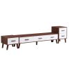 U-Can 3 Piece TV Stand set, 1 TV Stand and 2 End Tables with Drawers and Embossed Patterns for Living Room, Brown+White