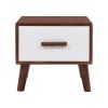 U-Can 3 Piece TV Stand set, 1 TV Stand and 2 End Tables with Drawers and Embossed Patterns for Living Room, Brown+White