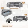 83" L-Shaped Pull Out Sofa Bed Modern Convertible Sleeper Sofa with 2 USB ports, 2 Power Sockets and 3 Pillows for Living Room, Bedroom, Office, Gray