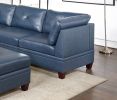 Genuine Leather Ink Blue Tufted 6pc Modular Sofa Set 3x Corner Wedge 2x Armless Chair 1x Ottoman Living Room Furniture Sofa Couch