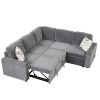 83" L-Shaped Pull Out Sofa Bed Modern Convertible Sleeper Sofa with 2 USB ports, 2 Power Sockets and 3 Pillows for Living Room, Bedroom, Office, Gray