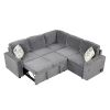 83" L-Shaped Pull Out Sofa Bed Modern Convertible Sleeper Sofa with 2 USB ports, 2 Power Sockets and 3 Pillows for Living Room, Bedroom, Office, Gray