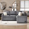 83" L-Shaped Pull Out Sofa Bed Modern Convertible Sleeper Sofa with 2 USB ports, 2 Power Sockets and 3 Pillows for Living Room, Bedroom, Office, Gray