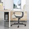 Sweetcrispy Mid Back Office Desk Chair with Padded Armrests PU Leather Home Office Chair