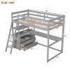 Twin Size Loft Bed with Desk and Shelves, Two Built-in Drawers, Gray(old SKU:GX000803AAE-1)