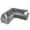 83" L-Shaped Pull Out Sofa Bed Modern Convertible Sleeper Sofa with 2 USB ports, 2 Power Sockets and 3 Pillows for Living Room, Bedroom, Office, Gray