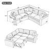 83" L-Shaped Pull Out Sofa Bed Modern Convertible Sleeper Sofa with 2 USB ports, 2 Power Sockets and 3 Pillows for Living Room, Bedroom, Office, Gray