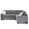 83" L-Shaped Pull Out Sofa Bed Modern Convertible Sleeper Sofa with 2 USB ports, 2 Power Sockets and 3 Pillows for Living Room, Bedroom, Office, Gray