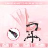 Racing Video Backrest and Seat Height Recliner Gaming Office High Back Computer Ergonomic Adjustable Swivel Chair, Without footrest, Pink/White