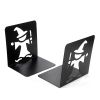 1 Pair Of Wizard Pattern Book Ends For Shelves, Non-Skid Bookend, Metal Book End For Books/Movies/CDs/Video Games