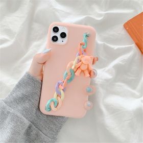 Compatible with Apple, Cute Doll Chain For Female iPhone Case (Option: Orange bear- iphone12pro)