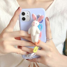 Compatible with Apple, Cute Doll Chain For Female iPhone Case (Option: Purple rabbit-iphone12)