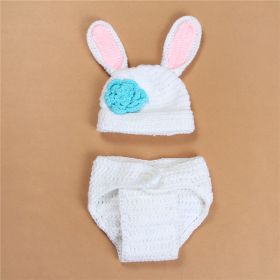 Handmade Photography Clothes Gray Rabbit White Bow Rabbit Big Ears Rabbit Wool Suit (Option: White Blue)