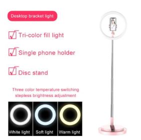 Selfie Ring Light LED Portable For Youtube Vlog Live Photo (Color: Pink)