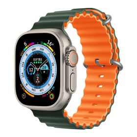 Marine Two-color Silicone Strap Sports (Option: Dark Green With Orange-384041mm)