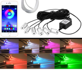 Car Ambient Light 64 Color Cold Light Color Changing Light Guide (Option: 6leds 8meter-AppUSB remote)