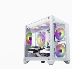 Desktop Main Case Glass All-side Permeable ESports Water Cooled White (Color: White)