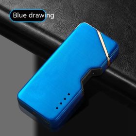 Metal Photoelectric Induction Double Cigarette Lighter (Option: Blue Brushed)