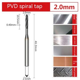 Cobalt-containing Machine Tap Spiral Tip PVD-coated Stainless Steel Tap Drill Bit M2-M12 (Option: 2MM-Spiral tap)