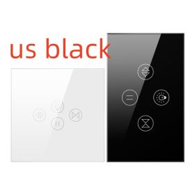 Smart Curtain Light Wall Touch Plastic Button Voice Control (Option: American Standard Black-Dual Control 4-Smart Curtain Light Switch)