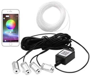 Car Ambient Light 64 Color Cold Light Color Changing Light Guide (Option: 4leds 6meter-AppUSB remote)