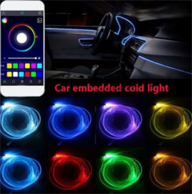 Car Ambient Light 64 Color Cold Light Color Changing Light Guide (Option: APP drag six 8meters 4lights-AppUSB)