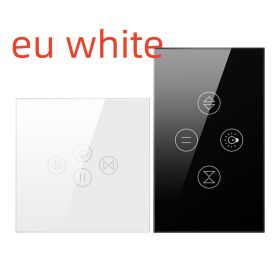 Smart Curtain Light Wall Touch Plastic Button Voice Control (Option: European Standard White-Dual Control 1-Smart Curtain Light Switch)