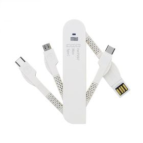 Folding 3-in-1 Data Cable A Drag Three Mobile Phone Charging Cable (Color: White)