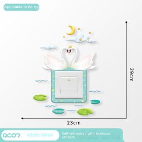 Household Light Switch Decorative Three-dimensional Stickers (Option: White Swan)