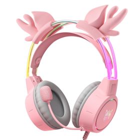 RGB Cat Ear Headphone, Upgraded Wireless & Wired Gaming Headset with Attachable HD Microphone (Color: Pink)