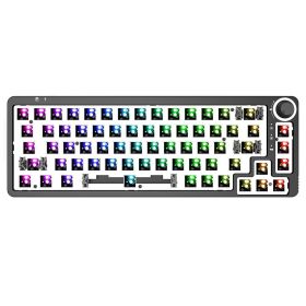 For 3Pin/5Pin Switch Knob Hot Swap Mechanical Keyboard Kit Wireless Bluetooth 3 Mode RGB Backlit Gamer 60% Keyboard (Color: Black)