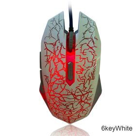 2400dpi Colorful LED Computer Gaming Mouse Professional Ultra-precise For Dota 2 LOL Gamer Mouse Ergonomic USB Wired Mouse (Color: 6 key-White)