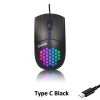 USB/Type C Wired Mouse 1600 DPI RGB Backlit Mice Honeycomb Gaming Mause for Computer iPad Mac Tablet Macbook Air Laptop PC