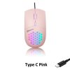 USB/Type C Wired Mouse 1600 DPI RGB Backlit Mice Honeycomb Gaming Mause for Computer iPad Mac Tablet Macbook Air Laptop PC