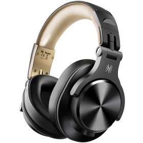 A70 Bluetooth 5.2 Headphones Stereo Over Ear Wireless Headset Professional Recording Studio Monitor DJ Headphones (Color: Black Gold)