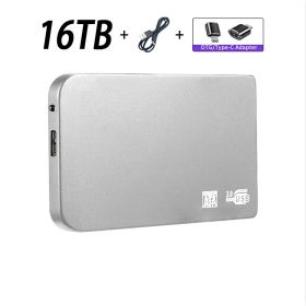 Original High-speed 16TB Portable External Solid State Hard Drive USB3.0 Interface HDD Mobile Hard Drive For Laptop/mac (Color: 16TB Silver)