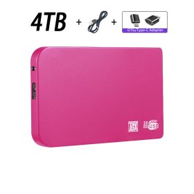 Original High-speed 16TB Portable External Solid State Hard Drive USB3.0 Interface HDD Mobile Hard Drive For Laptop/mac (Color: 4TB Pink)