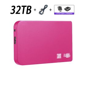 Original High-speed 16TB Portable External Solid State Hard Drive USB3.0 Interface HDD Mobile Hard Drive For Laptop/mac (Color: 32TB Pink)