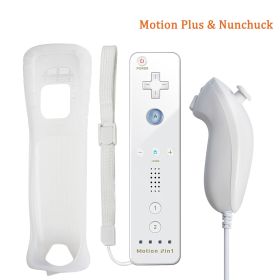 Built-in Motion Plus Remote For Nintendo Wii Controller Wii Remote Nunchuck Wii Motion Plus Controller Wireless Gamepad Controle (Color: white nunchuck)