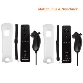 Built-in Motion Plus Remote For Nintendo Wii Controller Wii Remote Nunchuck Wii Motion Plus Controller Wireless Gamepad Controle (Color: 2 black nunchuck)