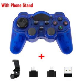 2.4 G Controller Gamepad Android Wireless Joystick Joypad with OTG Converter For PS3/Smart Phone For Tablet PC Smart TV Box (Color: blue with holder)