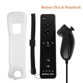 Built-in Motion Plus Remote For Nintendo Wii Controller Wii Remote Nunchuck Wii Motion Plus Controller Wireless Gamepad Controle (Color: black nunchuck)