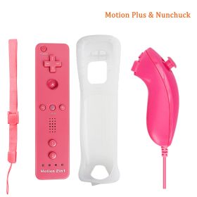 Built-in Motion Plus Remote For Nintendo Wii Controller Wii Remote Nunchuck Wii Motion Plus Controller Wireless Gamepad Controle (Color: pink nunchuck)