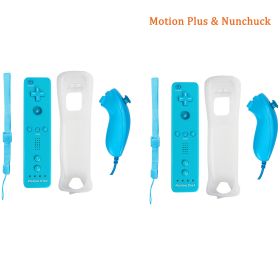 Built-in Motion Plus Remote For Nintendo Wii Controller Wii Remote Nunchuck Wii Motion Plus Controller Wireless Gamepad Controle (Color: 2 blue nunchuck)