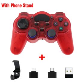 2.4 G Controller Gamepad Android Wireless Joystick Joypad with OTG Converter For PS3/Smart Phone For Tablet PC Smart TV Box (Color: red with holder)