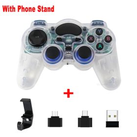 2.4 G Controller Gamepad Android Wireless Joystick Joypad with OTG Converter For PS3/Smart Phone For Tablet PC Smart TV Box (Color: white with holder)