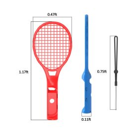 Tennis & Badminton Rackets; Joy Con Controller For Nintendo Switch Mario Sports Game Great Gift For Family And Kids New Year (Color: Blue&Red)